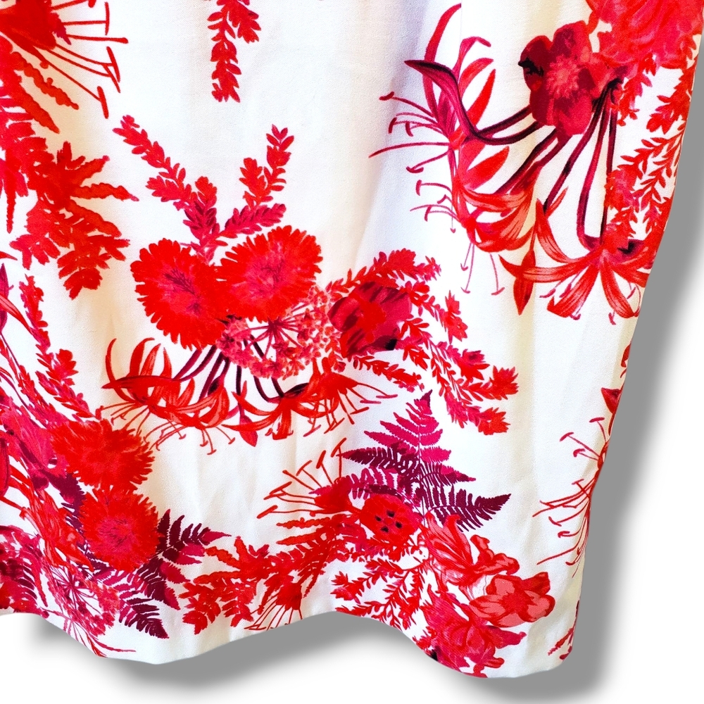 Mario Serrani White And Red Floral Print Sheath Dress Size 14 - Picture 5 of 10